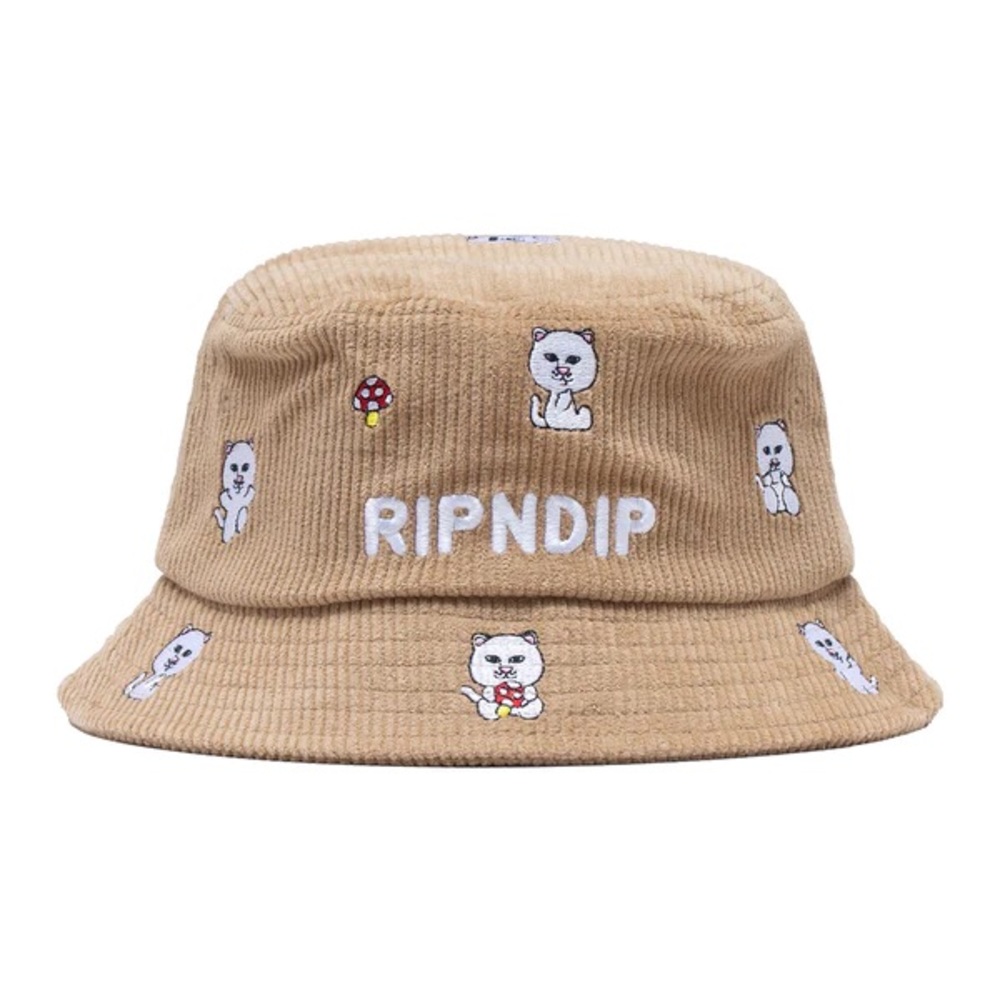 RIPNDIP Hello Nermy Tan Corduroy Bucket Hat